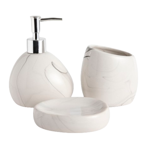 Kit Banheiro Lavabo Conjunto Sabonete Líquido Escova / 475 Pgb Kit Banheiro 3 Peças Atelier