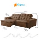 Ver imagem 3 de Sofá Retrátil Reclinável 5 Lugares 250cm com Pillow Veludo Marrom Alasca Megasul