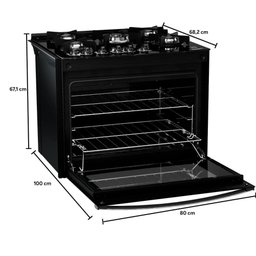 Fogão De Embutir 5 Bocas Preto Mesa De Vidro Atlas Bivolt - 4