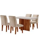 Ver imagem 2 de Sala de Jantar Mesa Olimpia 120 Tampo em Mdf Vidro Canto Reto com 4 Cadeiras Grecia