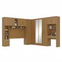 Ver imagem 2 de Guarda Roupa Casal Modulado 4 Peças 11 Portas 5 Gavetas com Cabeceira e Escrivaninha 100% MDF Smart Cinamomo Marrom