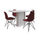 Ver imagem 6 de Mesa Jantar Londres Tampo Branco 120cm 4 Cadeiras Ferro Preto Estofado Vermelho