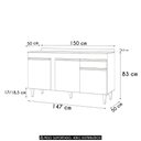 Ver imagem 4 de Balcão de Cozinha para Pia com Tampo 150cm Dakota Cinza Claro - Lumil