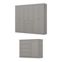 Ver imagem 2 de Conjunto Quarto Casal Guarda Roupa 6 Portas e Cômoda 4 Gavetas Amy Casa 812