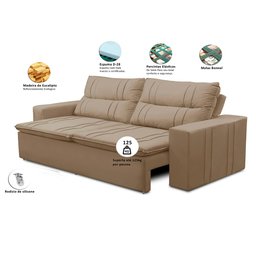 Sofá Retrátil e Reclinável 2 lugares com Molas 1,50m Ester Suede Cappuccino Adonai Estofados - 2