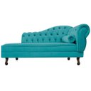 Ver imagem 5 de Kit Diva Recamier Diana 160cm Lado Esquerdo e 02 Poltronas Classic Suede Azul Turquesa - ADJ Decor