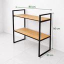 Ver imagem 4 de Aparador Industrial Buffet Mesa Prateleira Cantinho do Cafe 80x90 Luxo Sala Bufet Preto Nature