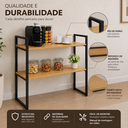 Ver imagem 3 de Aparador Industrial Buffet Mesa Prateleira Cantinho do Cafe 80x90 Luxo Sala Bufet Preto Nature
