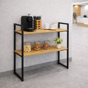 Ver imagem 2 de Aparador Industrial Buffet Mesa Prateleira Cantinho do Cafe 80x90 Luxo Sala Bufet Preto Nature