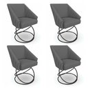 Ver imagem 1 de Kit 4 Poltronas Luxo Alana Linho Base Luxo Preto - Pallazio Cor:Grafite