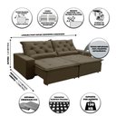 Ver imagem 3 de Sofá Sevilha Retratil e Reclinavel 2,52 Mts Suede Capuccino Sd Estofados