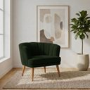 Ver imagem 1 de Poltrona Decorativa para Recepção Pés de Madeira Natural Tecido Veludo Premium Suporta 120kg