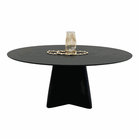 Mesa de Jantar Cone Lazo Oval 140x90 cm Tampo Ébano Base Ébano Mesa de Jantar Cone Lazo Oval 140x90 