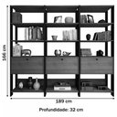 Ver imagem 3 de Conjunto Estantes para Livros Match 3 Portas Basculantes 9 Prateleiras Off White/Carvalho - Pnr Móve