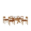 Ver imagem 2 de Conjunto de Mesa de Jantar Bellini Tampo 180cm Laqueado Canto Moeda 6 Cadeiras Bellini Off White/Star Puce/Imbuia Marrom/Cinamomo/Laque