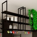 Ver imagem 2 de Prateleira Tripla Estilo Industrial Teto Parede 80cm PP Fs