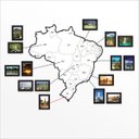Ver imagem 2 de Mapa do Brasil com molduras em PS 2mm - 83x86cm - Cinza Médio