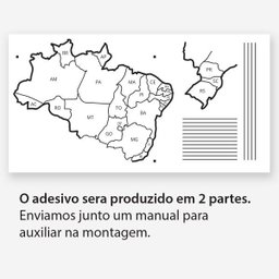 Mapa do Brasil com molduras em PS 2mm - 83x86cm - Cinza Médio - 4