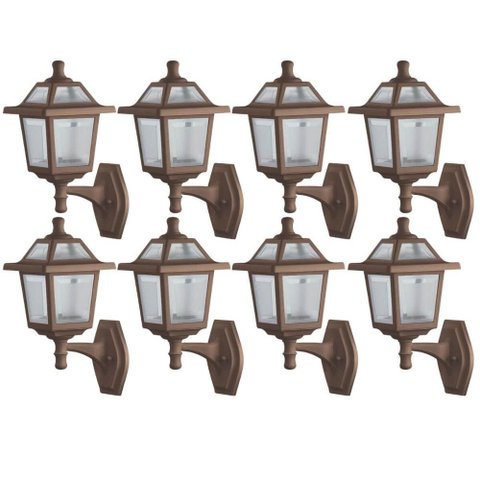 Jogo 8 Arandelas de Parede Marrom 18x22x39cm Ravena Dital E27 Bivolt Luminária Suporte Inferior