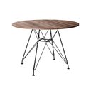 Ver imagem 1 de Mesa Eiffel Redonda 110cm Tampo de Madeira Amendôa com Base de Ferro Preto