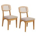Ver imagem 2 de Kit 2 Cadeiras Estofadas em Tecido 95% Algodão Encosto Telado Estrutura 100% MDF Nápoles