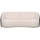 Ver imagem 2 de Sofá Curvo 240cm 2 Lugares Bipartido Hermon Bouclé Off White / Courino Preto - Sallar Home