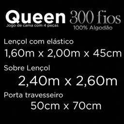 Jogo de Cama Queen Size 300 Fios Kacyumara 4 Peças Preto - 5