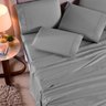 Jogo Lençol Solteiro 3 Peças 400 Fios Algodão - Cinza - 1