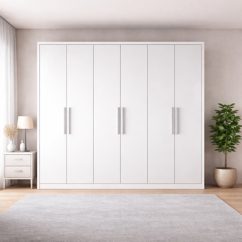 Guarda-Roupa Casal 100% MDF 6 Portas 6 Gavetas New Vertice Branco Novo Horizonte