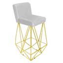 Ver imagem 2 de Kit 10 Banqueta Alta Com Encosto Loki Cozinha Bar Balcão Bistrô Ferro Dourado Corino Branco -