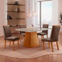 Ver imagem 2 de Mesa de Jantar Aida 90 cm Tampo MDF Vidro Canto Copo com 4 Cadeiras Lira
