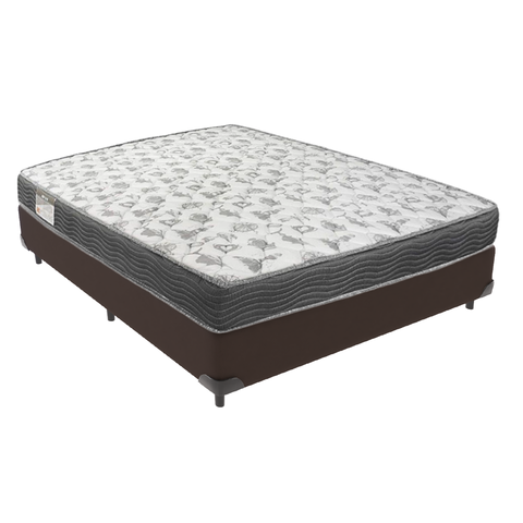 Cama Box Casal Marrom e Colchão Iso 100 D33 Ortobom