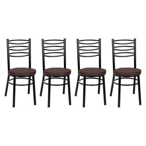 Conjunto 4 Cadeiras para Sala de Jantar Debrum Pintada Preto/Marrom