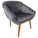 Ver imagem 4 de Kit Poltrona Giovana Puff Quadrado e Almofadas em Sued Premium: Cinza Pés Madeira Claro