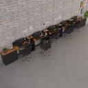 Ver imagem 2 de Conjunto de Escritório Noruega 4 Livreiro 2 Buffet e 5 Mesas 90cm - Via Nossa - Preto e Cedro