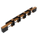 Ver imagem 7 de Conjunto de Escritório Noruega 4 Livreiro 2 Buffet e 5 Mesas 90cm - Via Nossa - Preto e Cedro