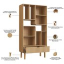 Ver imagem 5 de Estante Livreiro Home Office Orgânica 1 Gaveta 90cm Nordic A03 Hanover Roble - Lyam Decor