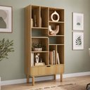 Ver imagem 3 de Estante Livreiro Home Office Orgânica 1 Gaveta 90cm Nordic A03 Hanover Roble - Lyam Decor
