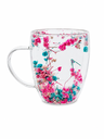 Ver imagem 1 de Caneca de Vidro com Flores 350ml Dupla Parede Colorida Decorativa Elegante para Design Moderno e Del