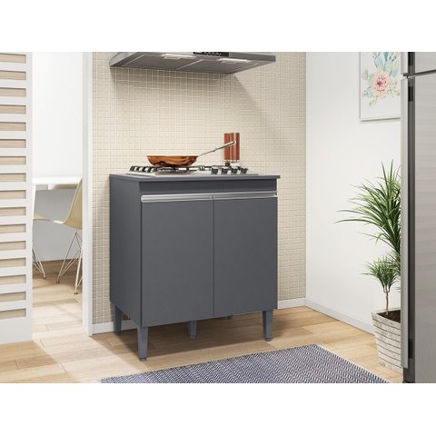 Balcão Cooktop Andreia 4 ou 5 Bocas Cinza - Ajl Móveis