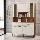 Ver imagem 3 de Armário de Cozinha Compacta 8 Portas e 2 Gavetas 121cm Gold Ripado Nogueira-off White - Pallazio