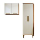 Ver imagem 1 de Lavanderia Modulada São Gonçalo 1 Armário Multiuso e Armário Aéreo - Kaiki Móveis Nature/off White