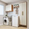 Lavanderia Modulada São Gonçalo 1 Armário Multiuso e Armário Aéreo - Kaiki Móveis Nature/off White - 10