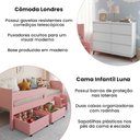 Ver imagem 2 de Conjunto Cama Infantil Luna Plus 2 Baús e Escada + Cômoda Londres 6 Gavetas Branco/rosa