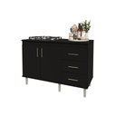 Ver imagem 4 de Kit Bancada Ilha para Cozinha + Balcão para Cooktop 1,20m 5 Bocas 2 Portas e 3 Gavetas Turim Preto