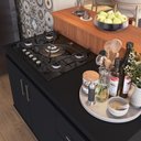 Ver imagem 2 de Kit Bancada Ilha para Cozinha + Balcão para Cooktop 1,20m 5 Bocas 2 Portas e 3 Gavetas Turim Preto