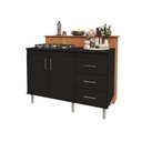 Ver imagem 5 de Kit Bancada Ilha para Cozinha + Balcão para Cooktop 1,20m 5 Bocas 2 Portas e 3 Gavetas Turim Preto