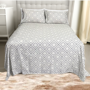 Jogo Lençol Cama Casal Percal 4 Peças Estampado Losango