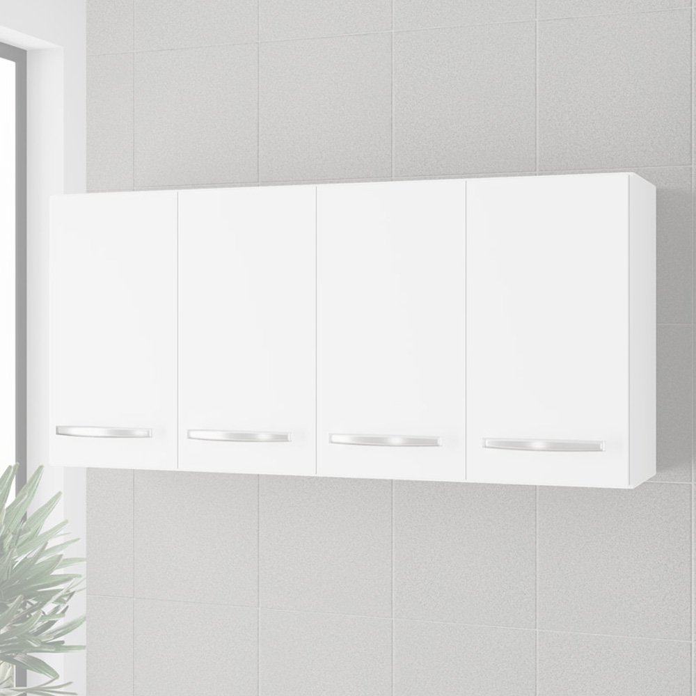 Ver imagem 2 de Armario Aereo 120 Cm 4p Mara Branco Mobbs