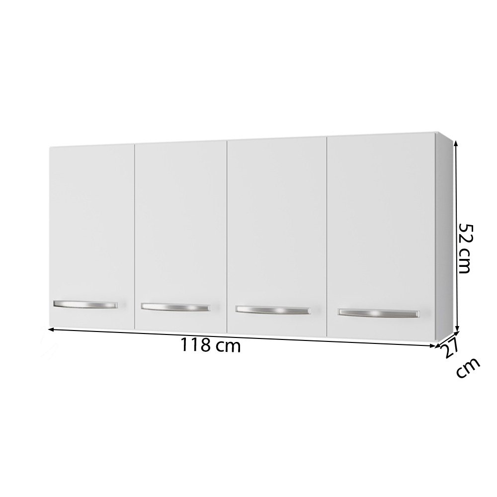 Armario Aereo 120 Cm 4p Mara Branco Mobbs - 3